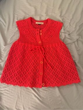 See by Chloé Crochet Knit Baby Dress - Bright Red